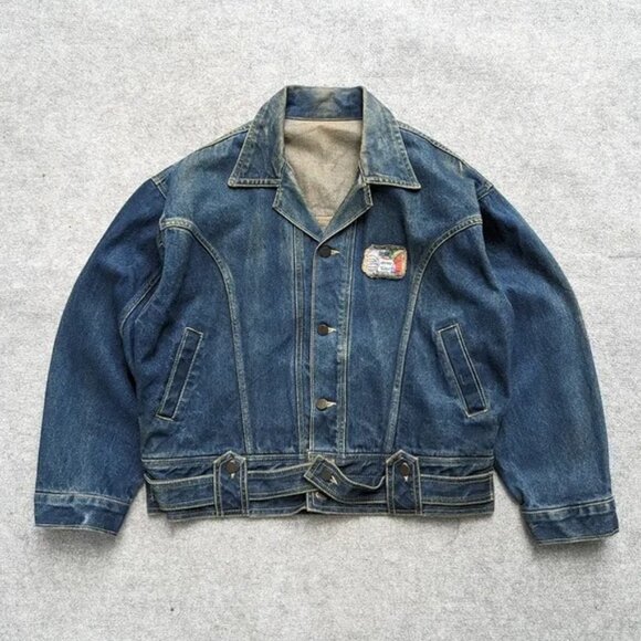 Jackets & Blazers - Vintage Denim Jacket with Unique Patch